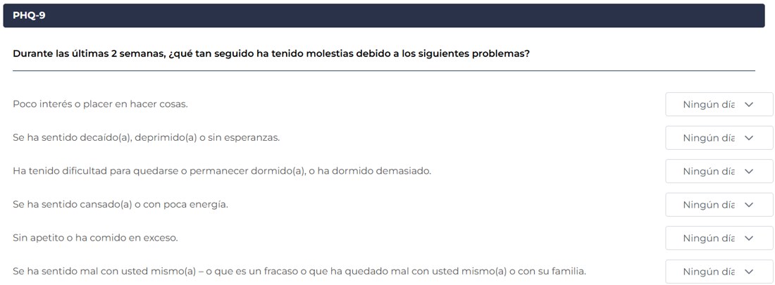 Test PHQ-9 a la plataforma web de PRESTO per als professionals